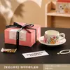Juego de Regalo Práctico de Cerámica para Taza de Café y Platillo, Taza Personalizada para el Té de la Tarde, Sensación de Lujo Ligero y Gama Alta, Regalo Festivo