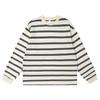 Camiseta listrada preta e branca de manga comprida Jianheng, camisa básica da moda simples e solta para casal, camiseta básica feminina para combinar