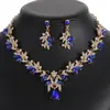 Set de Collares Best-Selling Transfronterizo Europeo y Americano, Accesorios para Vestido de Novia con Cristales Incrustados Chapados en Oro Esmeralda, Accesorios de Alta Gama