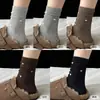 Calcetines de felpa grises que a las mujeres les encantan calcetines de media pantorrilla estilo primavera y otoño 2026 invierno nuevo estilo japonés algodón puro ins calcetines largos de moda