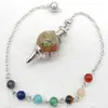 Joyería transfronteriza gema natural Cristal péndulo espiritual en forma de giroscopio cuentas de 18 mm 7 colores piedra energética colgante de péndulo