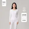Conjunto Térmico de Algodón 100% Clase A Personalizado para Mujer 190g Cálido Antibacteriano Delgado Cepillado Otoño Invierno Top y Pantalón
