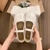 Sandalias casuales de corte bajo con diseño de punta redonda estilo coreano, nuevos zapatos Mary Jane para mujer, zapatos planos de una sola pieza, calzado versátil de suela gruesa para verano