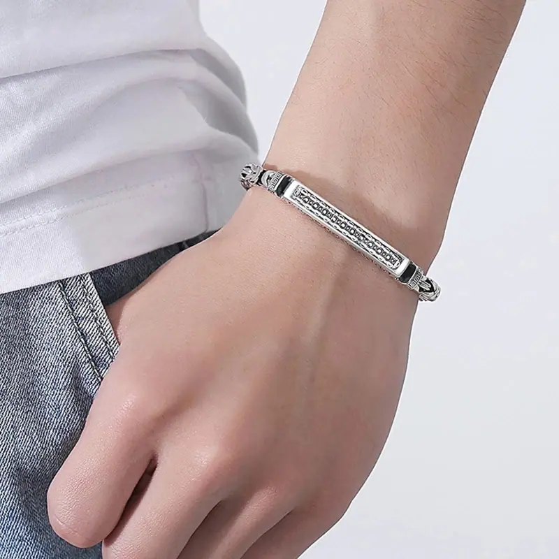 New-Handmade-Silver-Men-s-Brac