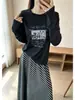 Conforto sem esforço!~Blusa de manga comprida com estampa retrô americana para mulheres, nova blusa básica de outono com gola redonda