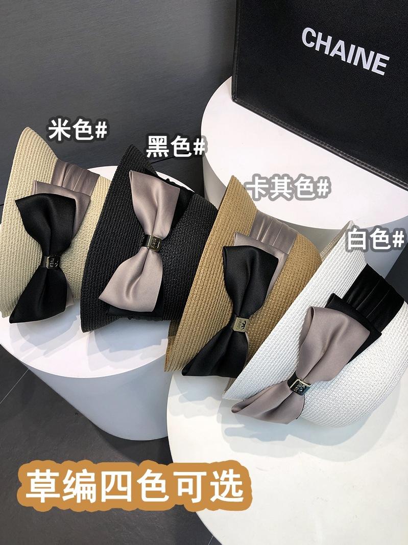 小礼帽女夏天蝴蝶结气质防晒草帽新款小檐草编沙滩遮阳帽太阳帽子