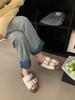 Chanclas de Suela Gruesa de Doble Hebilla para Ropa Exterior de Mujer 2025 Nuevas Sandalias de Plataforma Casual de Verano para Mujer
