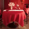 Toalha de mesa festiva de Ano Novo, à prova d'água e de óleo, fácil de limpar, toalha de mesa redonda com atmosfera decorativa vermelha do Ano do Cavalo para mesa de jantar e mesa de centro