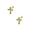 Pendientes de Acero Inoxidable con Cruz y Circonita Pendientes Pequeños para Cartílago del Oído Sentido de Diseño de Pendientes Nicho Invierno Lujo Ligero Pendientes con Sensación de Alta Gama