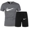 Verano Nuevo Set de Camiseta de Manga Corta para Hombre + Shorts de Playa Estampado Ropa Deportiva Traje de Dos Piezas a la Moda