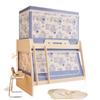 Mosquiteiro Trapezoidal para Beliche Infantil, Cortina Blackout Anti-Queda para Beliche Superior e Inferior, Modelo de Estante para Dormitório com Três Portas, Integrado Anti-Mosquito