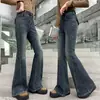 Jeans de Pierna Ancha de Cintura Alta en Colores Oscuros para Niñas, Pantalones Acampanados Rectos Sueltos, Versátiles y de Moda, Nuevo Estilo de Otoño