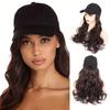 Comercio Exterior Transfronterizo Europeo y Americano Sombrero Peluca Mujer Una Pieza Moda Cabello Largo Gorra de Verano Cabello Largo Rizado Celebridad de Internet Gorra de Béisbol