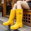 Botas de Chuva de Cano Alto Luo You Wellington Clássico para Exterior Resistente à Água Antiderrapante Viagem Caminhada Botas de Chuva com Pelúcia Adicional Comércio Exterior Transfronteiriço