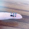 Amazon Europeu e Americano moda zircão brincos de aço inoxidável galvanizado brincos de haste reta preto colorido diamante embutido osso da orelha unhas