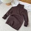 Suéter Gola Alta Infantil 2025 Outono e Inverno Meninos e Meninas Gola Alta Slim Tricotado Camiseta Básica Suéter Pulôver Estilo Coreano Tendência