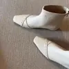 Botines estilo francés ajustados, versión coreana, nueva colección versátil de otoño 2026, botines de punto con tacón grueso, botines de moda de punta cuadrada para mujer