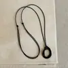 Collar Largo de Cuerda Trenzada con Colgante de Madera Color Café Geométrico para Mujer, Sencillo de Moda Tendencia Personalidad Versátil Gargantilla Cadena de Suéter