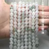 Cuentas Redondas Verdes de Tianshan 7A Naturales Cuentas Sueltas Verde Hielo Pulsera de Jade Semiacabada DIY Cuentas de Bambú Seda Dorada Jade