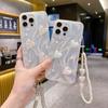 Funda protectora rígida con diseño de plumas plateadas, compatible con Apple 16PRO Stereo Love Phone Case iPhone 14/13, diseño creativo con láser