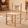 Cadeira de Jantar Vintage de Madeira Maciça com Rattan Estilo Retrô Francês Cadeira de Escritório de Rattan Cadeira de Lazer para Pousada Café