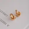 Nuevos Pendientes de Aro Doble con Diseño Retorcido de Nicho Europeo y Americano Pendientes de Aro Geométricos Simples de Moda Transfronterizos para Mujer