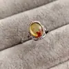 Cinco Anillos de Ámbar Flor Natural, Aguamarina Fantasma, Cristal de Fresa con Banda Abierta Ajustable, Moda Retro Versátil para Mujeres y Hombres