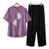 Roupas de Verão para Mulheres de Meia-Idade, Camisas de Algodão e Linho da Moda para Mães, Novas Blusas 2025, Conjuntos de Camisetas de Verão para Mulheres de Meia-Idade e Idosas