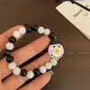 Transfronterizo europeo y americano nuevo estilo navideño dulce lindo combinable esmalte de imitación muñeco de nieve hombrecillo de azúcar pulsera de cuentas roja verde
