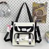 Mochila Escolar Estilo Academia Versión Coreana Linda Mochila para Estudiantes Gran Capacidad Preparatoria Set de Tres Piezas Bolsa Transparente Nueva Bolsa para Tutorías