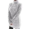 Wish suéter popular para comércio exterior Feminino Europeu e Americano outono e inverno espessado gola dupla retrô suéter vestido de tricô grosso
