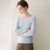 Conjunto de estilo suave~ Suéter de cachemir de una sola pieza con cuello en V, sin costuras, para mujer, holgado y casual para otoño e invierno, capa base de punto