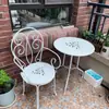 Suportes de Ferro Forjado Mesas e Cadeiras de Varanda Jardim Externo Estilo Pastoral Francês Terraço Pátio Lazer Mesa Pequena Fresca Literária