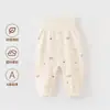 Pantalones para bebé con protección para la barriga, pantalones con entrepierna abierta para niños y niñas, pantalones de otoño de algodón puro Clase A, pantalones largos de cintura alta, estilo primavera y otoño para niños