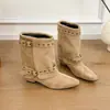 Botas de mujer de tacón grueso, moda 2026, de piel sintética, estilo otoñal elegante, punta fina, estilo francés, hasta la pantorrilla, con hebilla de cinturón