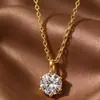 Moda Joias Minimalistas Coreanas e Japonesas Pingente de Zircônia com Diamante Único de 6 Garras Colar Corrente para Clavícula Feminina Estilo Nicho Novo Estilo Estilo Ins