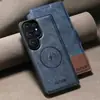 Funda de Teléfono tipo Cartera con Tapa abatible para Samsung S26Ultra con Ranura para Tarjetas y Soporte de Carga Inalámbrica Magnético Dos en Uno, Funda de Cuero