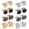 Juego de 4 Gemelos, Nuevo Estilo Transfronterizo, Patrón Cuadrado Tallado, Gemelos de Laca Rayada para Camisas de Negocios y Trajes, Gemelos para Hombre