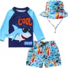Traje de Banho Infantil Masculino Duas Peças Personalizado Desenho Animado Fofo Proteção Solar Secagem Rápida Calção de Natação Bebê Coreano Bebê Ins