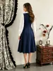 Ropa de mujer transfronteriza: Vestido estilo dulce y fresco con cuello de camisa y adorno de hebilla en la cintura, vestido de longitud media para ocasiones formales, suministro de ropa para mujer