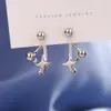 Pendientes de Estrella de Cuatro Puntas de la Suerte para Mujer, Pendientes de Estrella Asimétricos Súper Hada Ins de Nicho, Pendientes Neutros Pequeños de Estrella Fugaz