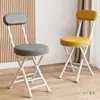 Taburete Plegable con Respaldo, Silla con Cojín Suave, Silla Sencilla para el Hogar, Silla Plegable para Dormitorio, Taburete Pequeño para Balcón, Taburete Redondo Portátil