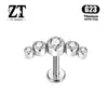 Cabeza de Clavo de Titanio F136 con Rosca Interna 0.9, Incrustación de Cinco Eslabones con Circonita 5A, Piercing de Labio, Cabeza de Joyería para Piercing de Titanio G23