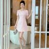 Vestido Rosa Primeiro Amor 2026 Verão Novo Feminino Estilo Francês Gola Redonda Cintura Marcada Vestido Petite 21251