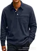 2026 Outono e Inverno Europeu e Americano Novo Camisa Polo Casual Masculina Retrô de Veludo Cotelê com Bolso de Botão e Bloqueio de Cores Manga Longa para Homens