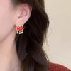 Pendientes de la fortuna festivos de Año Nuevo rojos de estilo chino, pendientes de traje elegantes retro de moda nacional, pendientes de borlas huecas