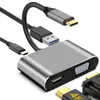 Cabo Adaptador Quatro em Um Type-C para Hdmi+Vga Hub Usb-C com Carregamento Rápido Estação Docking Switch