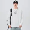 Camiseta de Manga Larga Versátil Base Retro Japonesa de Cuello Redondo Holgada con Hombros Caídos Edición Otoño 2025 para Hombre