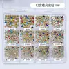 Pedras de Strass Irregulares de Fundo Plano K9 de Alta Qualidade, Pedras de Strass Imitação Chanfradas em Grade de 12 Cores para Nail Art, Decorações Coloridas para Unhas