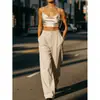 Moda Casual Europea y Americana Transfronteriza Nueva para Mujer, Pantalones Holgados de Pierna Ancha Rectos de Cintura Alta, Ajuste Delgado, Caída Suelta, Largos